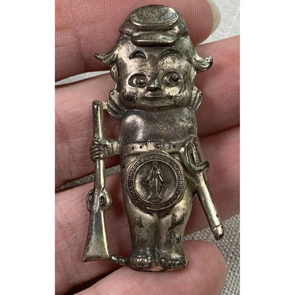 Vintage Truart Kewpie Doll Sterling Silver Civil War Soldier PIn Brooch